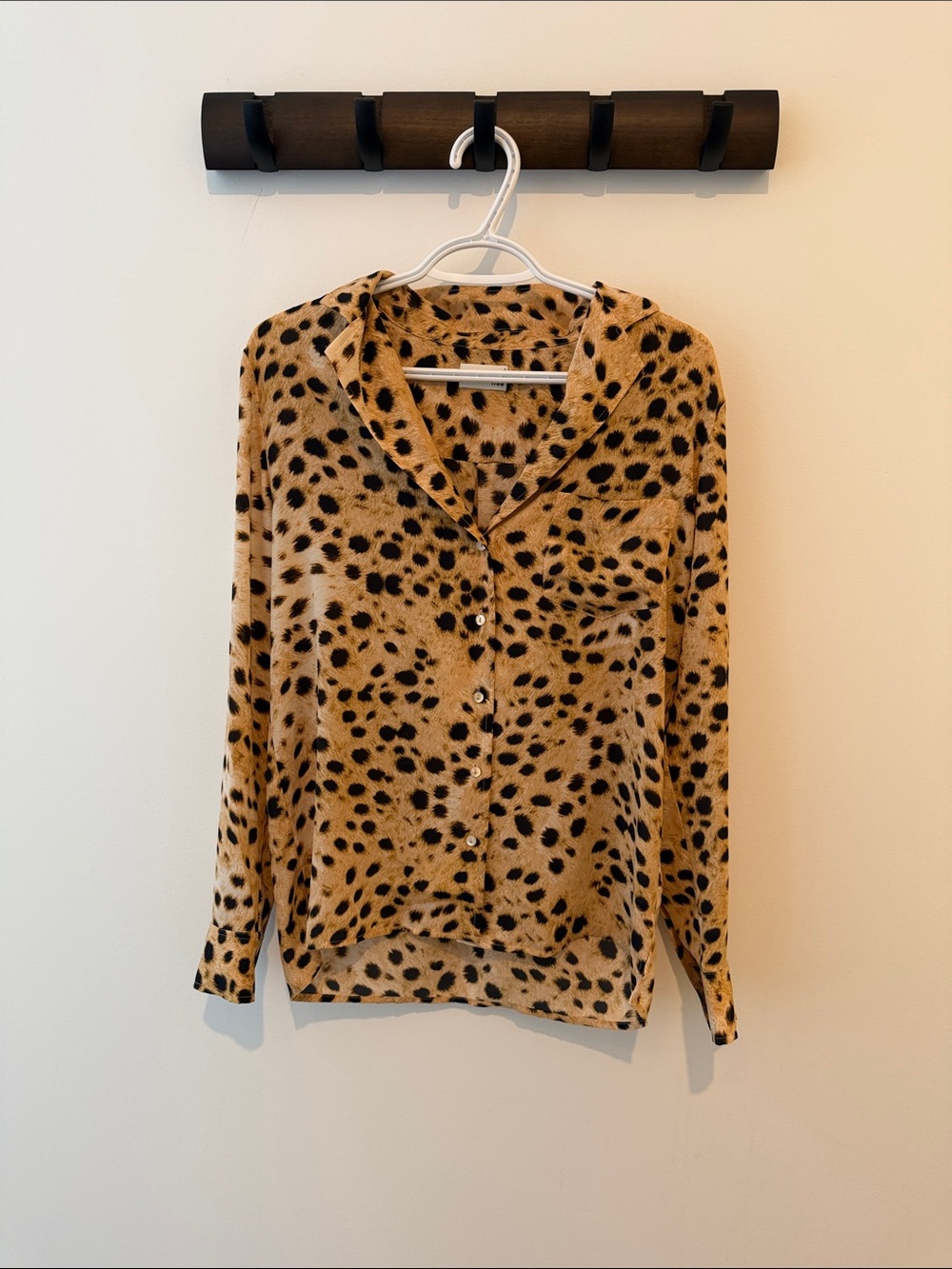 Wilfred Leopard Print Button-Down Top in Tan and Black